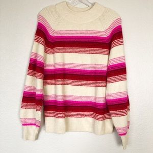 Gap Tan/Pink Striped Soft Mock-Neck Sweater M
